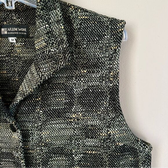 Arlene Wohl Handwoven Gorpcore Designs Rare Art-to-Wear Olive Vest Top Size M - Picture 4 of 12